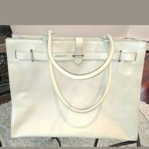 FURLA Large Leather Beige Vanilla Cream Tote Bag